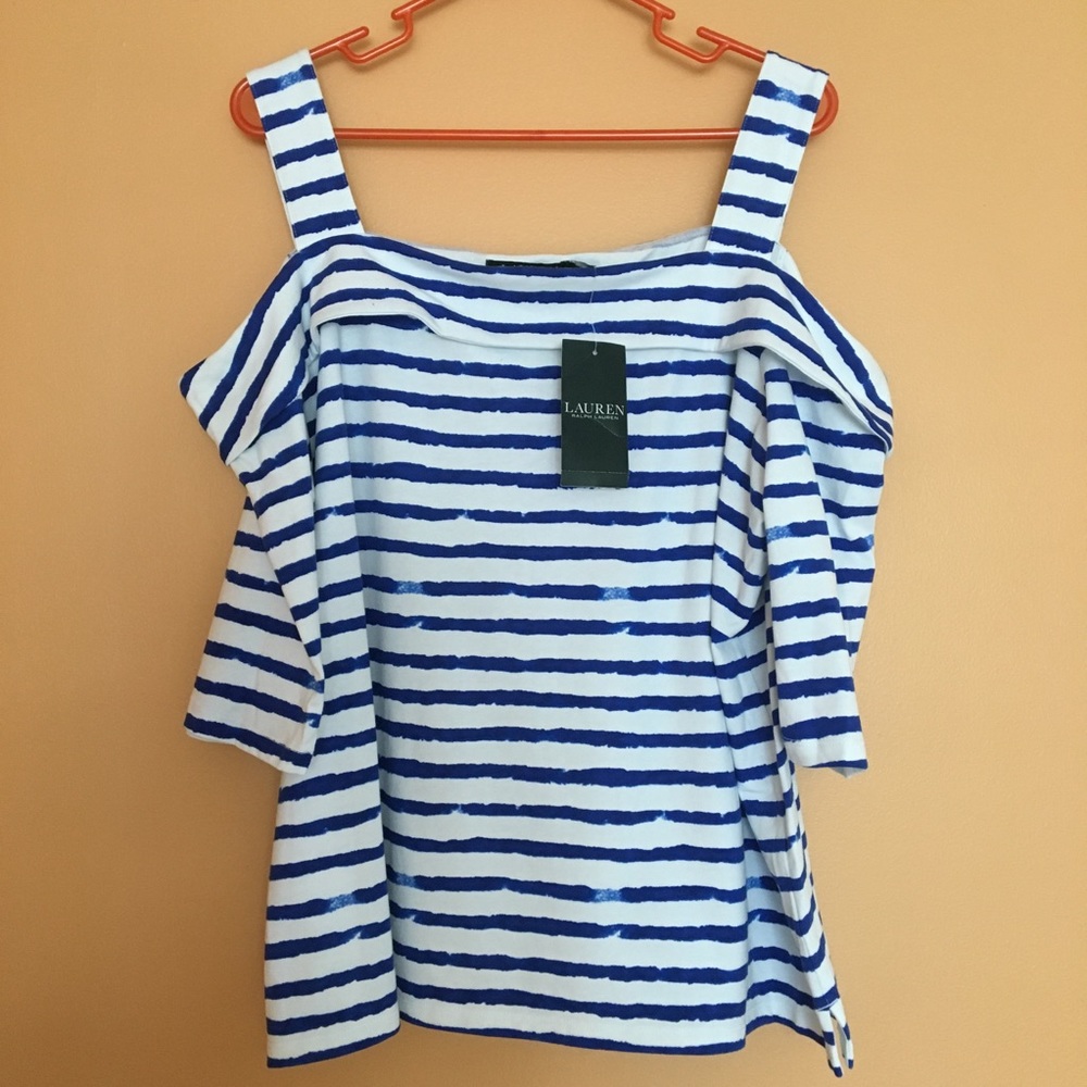 Lauren Ralph Lauren Square Neck Cold Shoulder Top
